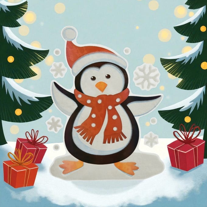 Raamdecoratie Pinguïn Sticker - kerststicker voor ramen