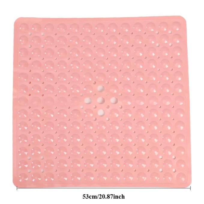 Vierkante badmat, antislip badmat met zuignappen, badmat, afvoergat, machinewasbaar 53cmx53cm