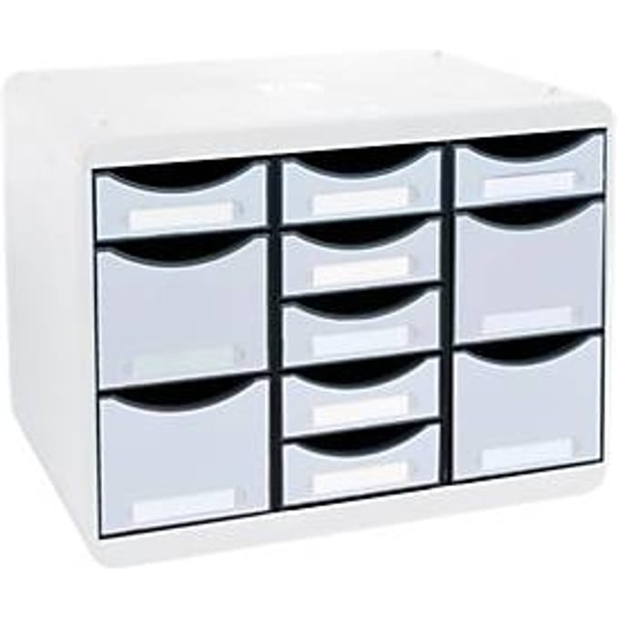 Exacompta Store-Box Multi Black Office White/Harlekijn, 11 open lades (7 plat/4 hoog), geruisloos, 25 jaar garantie
