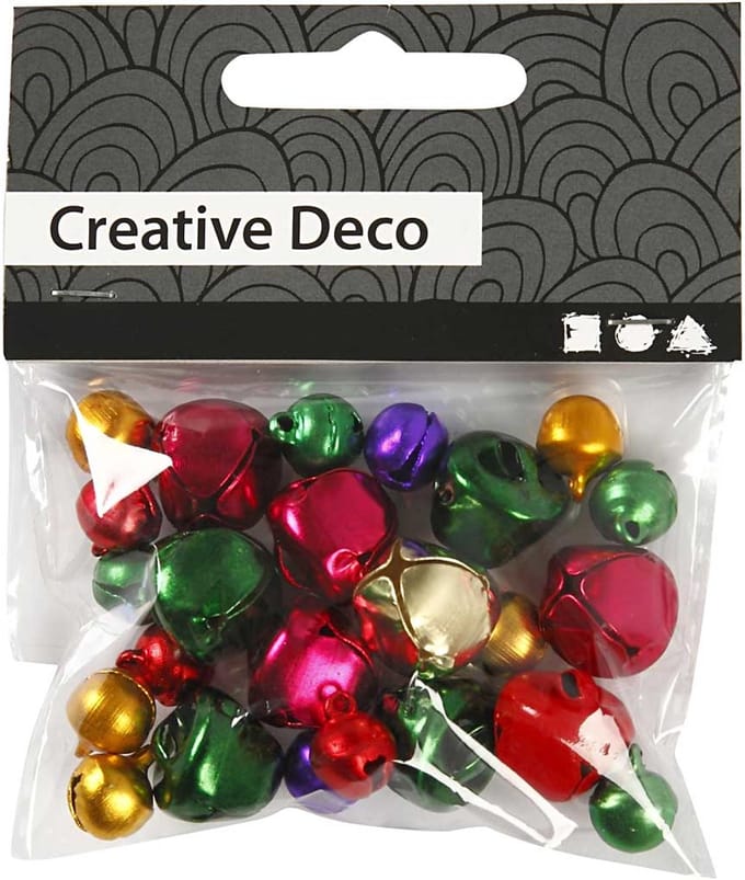 Belletjes, d 10+14 mm, metallic kleuren, 24 div/ 1 doos