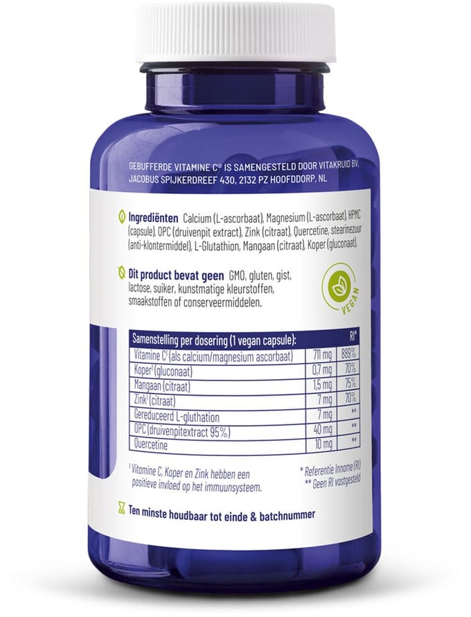 Vitakruid Gebufferde Vitamine C - 2 x 90 vegacapsules - Voordeelverpakking