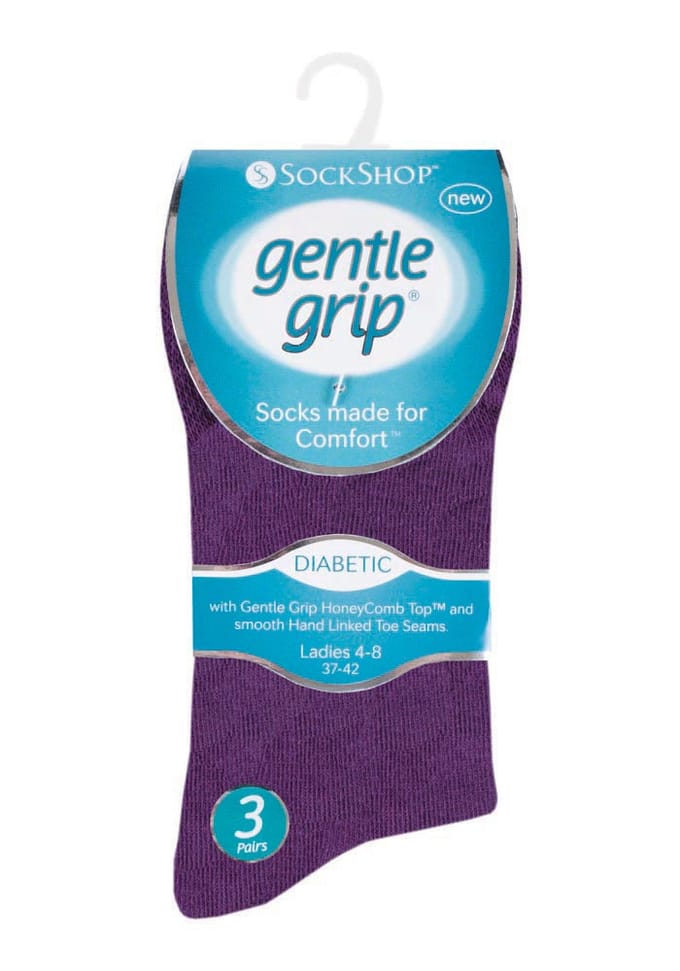 Gentle Grip - 6 paar diabetische damessokken - Paars 38