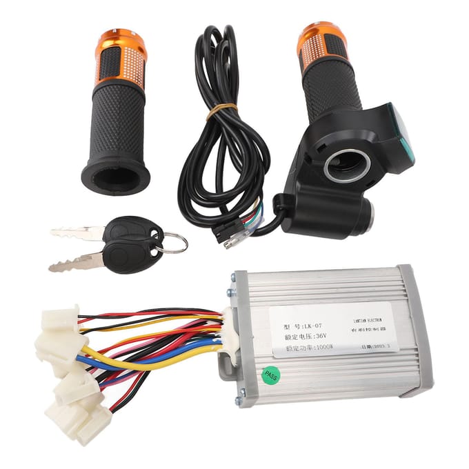 36V 1000W Motor Controller Aluminiumlegering Rubber Elektrische Fiets Controller Gashendel Kit met 2 Sleutels voor Elektrische black