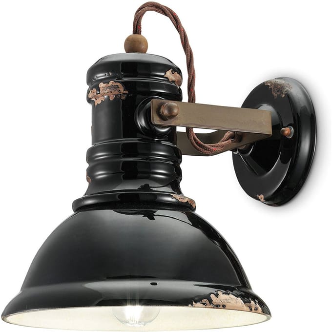 Ferroluce Wandlamp C1693 in industriële stijl zwart