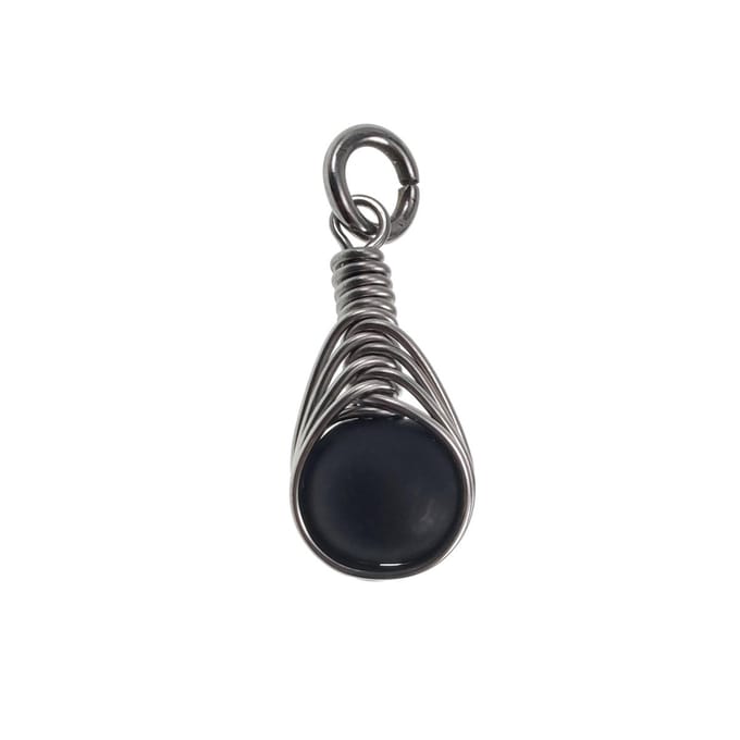 30mm x 10mm Matte Onyx Steen Hanger Dames - RVS - Handgemaakt Visgraattechniek Zwarte Steen Hanger