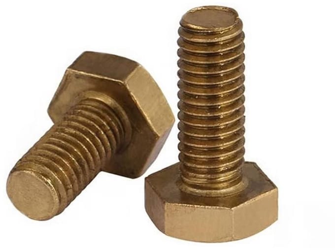M4x10mm Messing Zeskantschroeven Volledig Met Schroefdraad - 20 Stuks