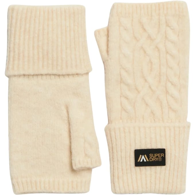 Superdry Cable Luxe Handwarmers Handschoenen Beige Vrouw