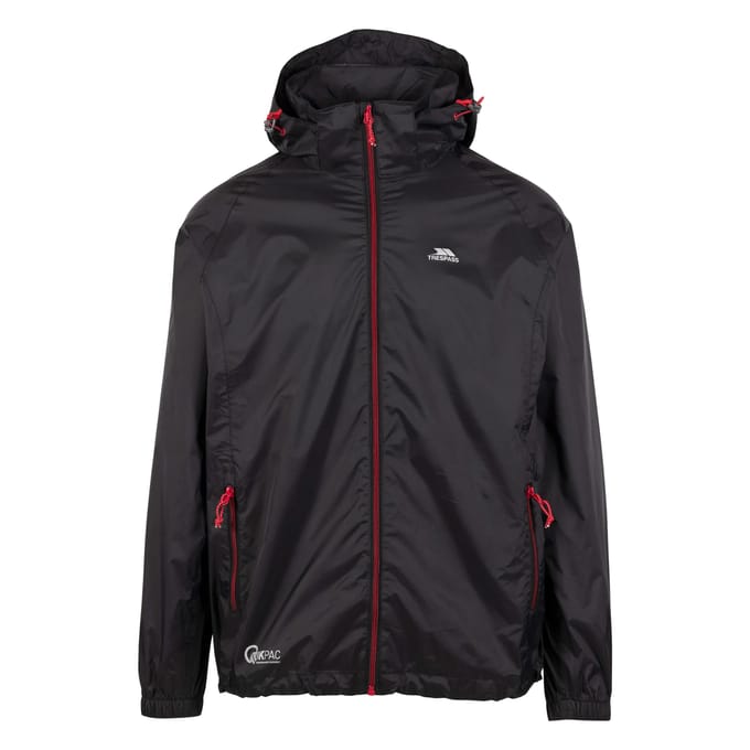 Trespass - Unisex Qikpac X Opbergbare Jas (Zwart/Rood)