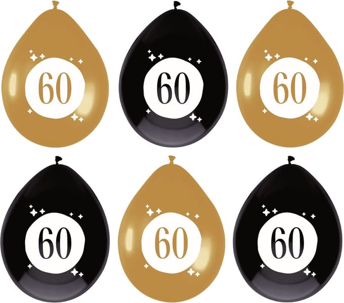 Haza Ballonnen - 60 jaar - leeftijd verjaardag - 6 stuks - 30 cm - versiering