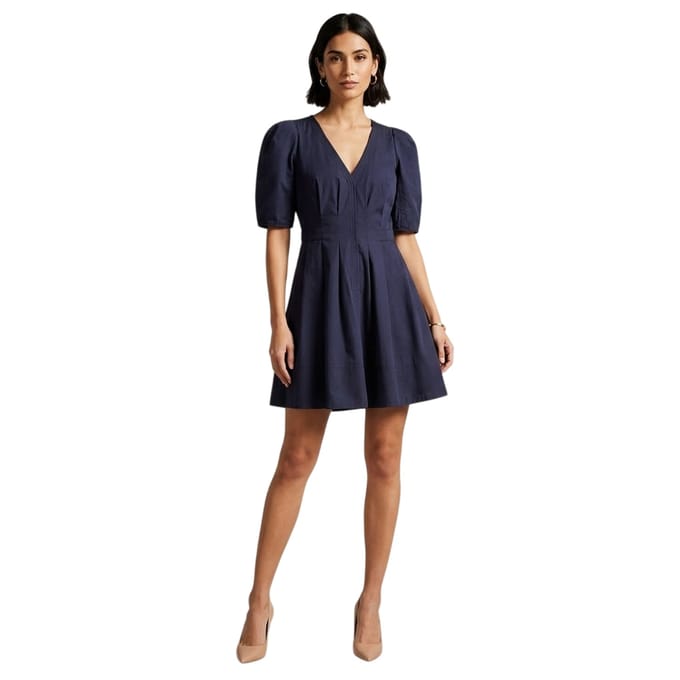 Ted Baker Mini-jurk met V-hals en pofmouwen voor dames (Marine)