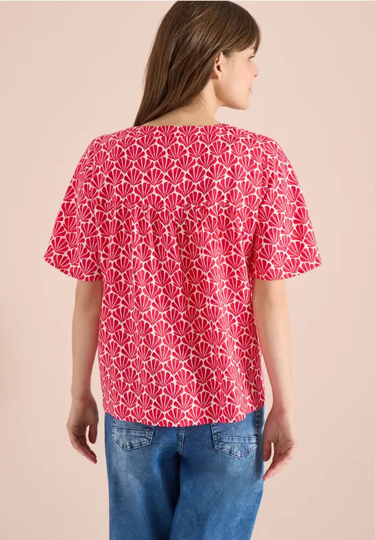 Blouse met korte mouwen en schelpjesprint