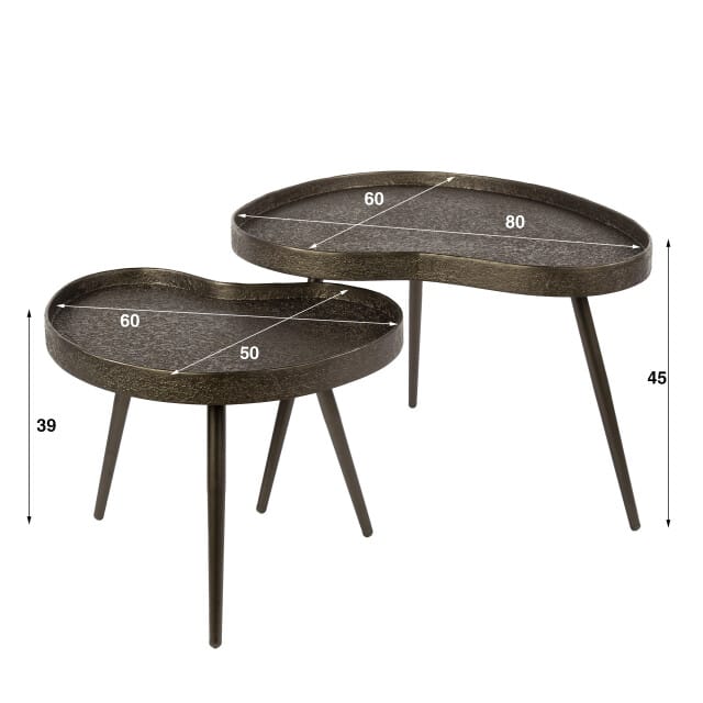 Hoyz Collection - Salontafel Organic Niervormig Set Van 2 - Brons Liquid Metal