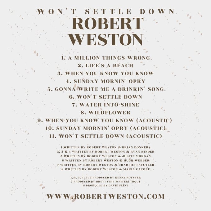 Robert Weston - Won't Settle Down (CD)