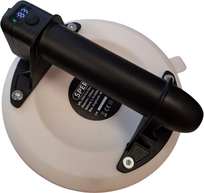 200mm 3.7V Accu Glas & Tegeldrager - Vacuümzuiger PRO WIT Rubber - LCD Scherm - Max: 56Kg Glasdrager - Glaszuiger - SPERO