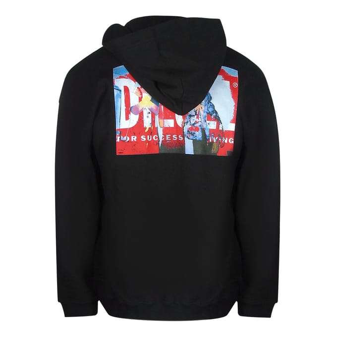 Diesel Bold Grafisch Ontwerp Op Achterkant Zwarte Hoodie
