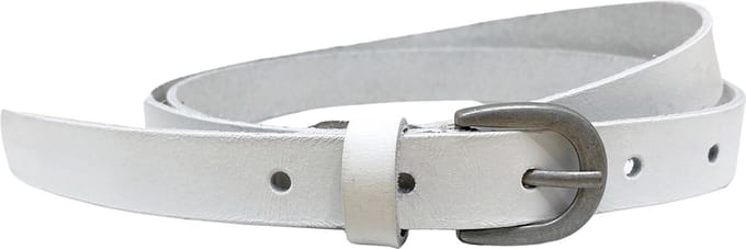 Ceintuur Dames - Dames Riem - Wit - Leer - 2 cm - Totale Lengte Riem 110 cm - Taille maat 90 cm