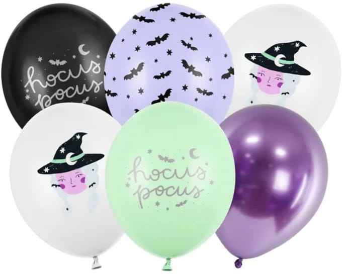 Partydeco - 6 Ballonnen Halloween Heks - mix
