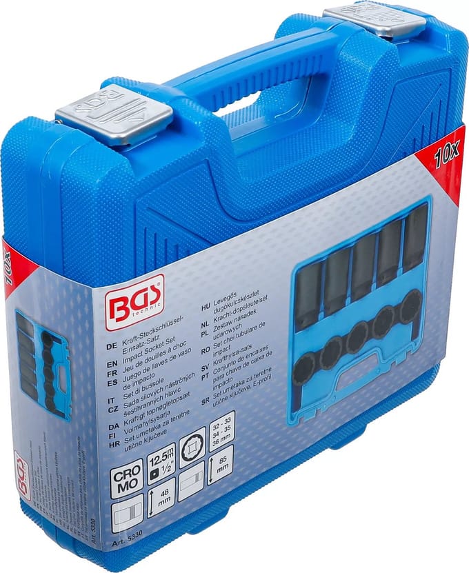 BGS Kracht-doppenset - twaalfkant - 1/2 - 32 - 36 mm - 10 delig