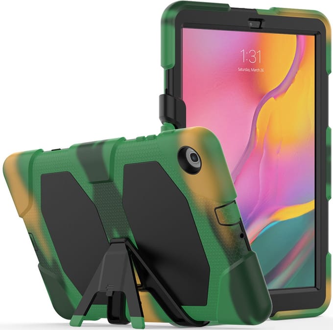 Ntech Hoes Geschikt voor Samsung Galaxy Tab A 10.1 (2019) T510 Extreme Armor Case - Camouflage Groen