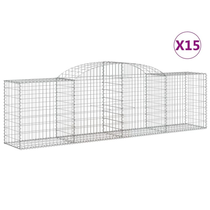vidaXL - Schanskorven - 15 - st - gewelfd - 300x50x80/100 - cm - ijzer