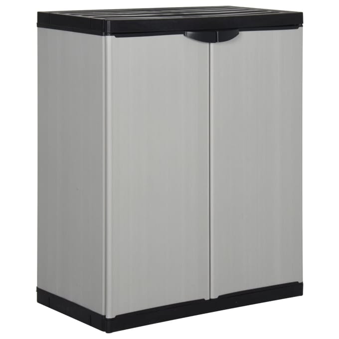 vidaXL - Tuinkast - met - 1 - schap - 68x40x85 - cm - grijs - en - zwart