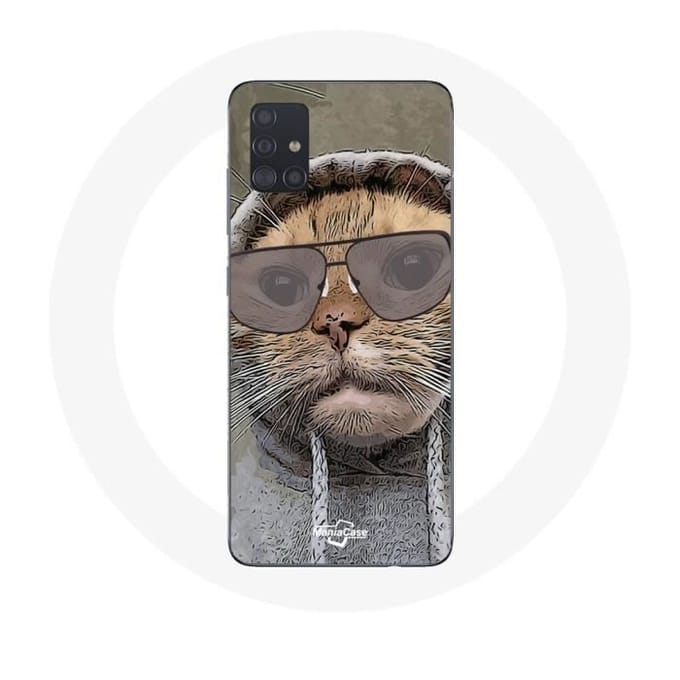 Samsung Galaxy A51 hoesje Kat met grappige fotokap Dieren