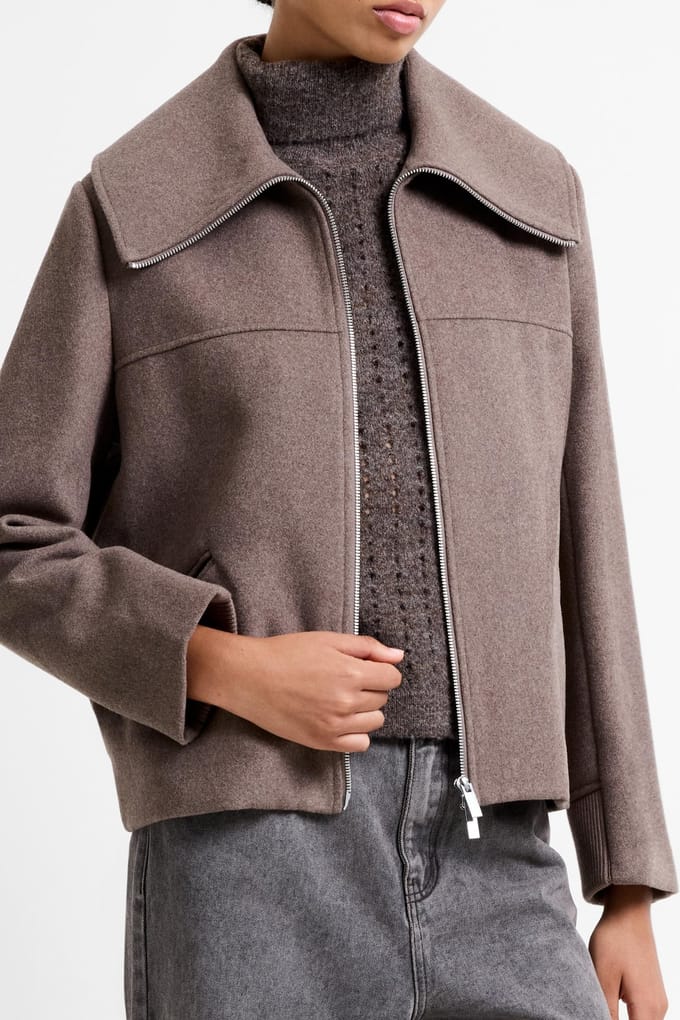 French Connection Devita Wool Collared Coat Taupe Brown Taupe Brown Taglia: 18 | Giacche invernali Outlet | Donna | Nero