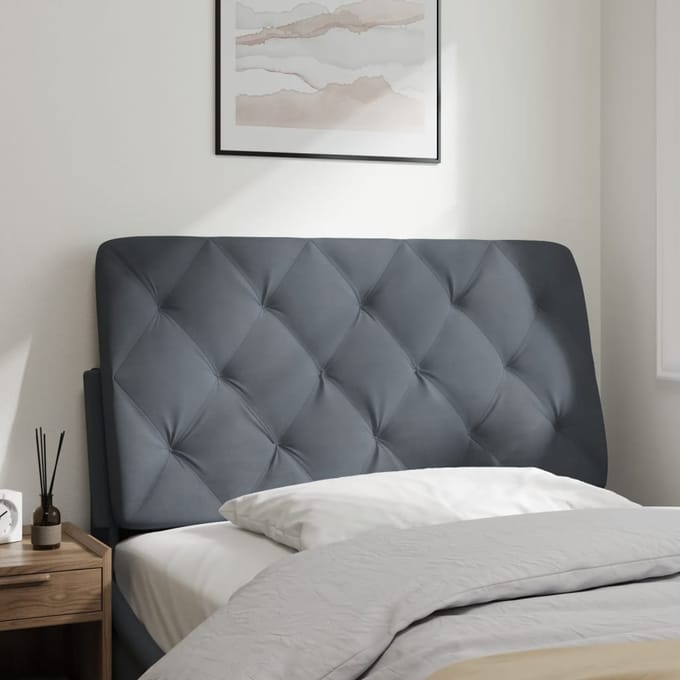 vidaXL - Hoofdbordkussen - 100 - cm - fluweel - donkergrijs