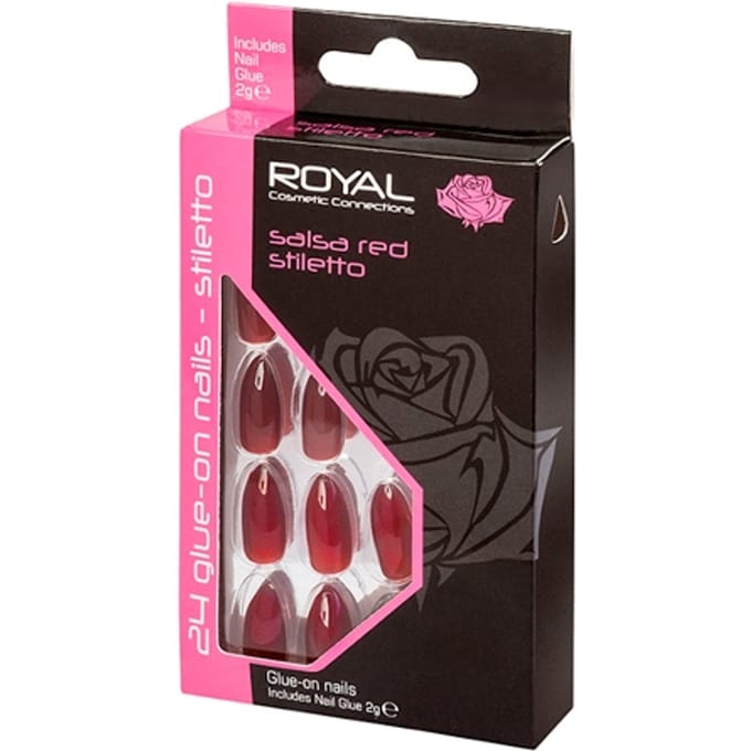 Royal Kunstnagels Salsa Rood Stiletto - 24 stuks.