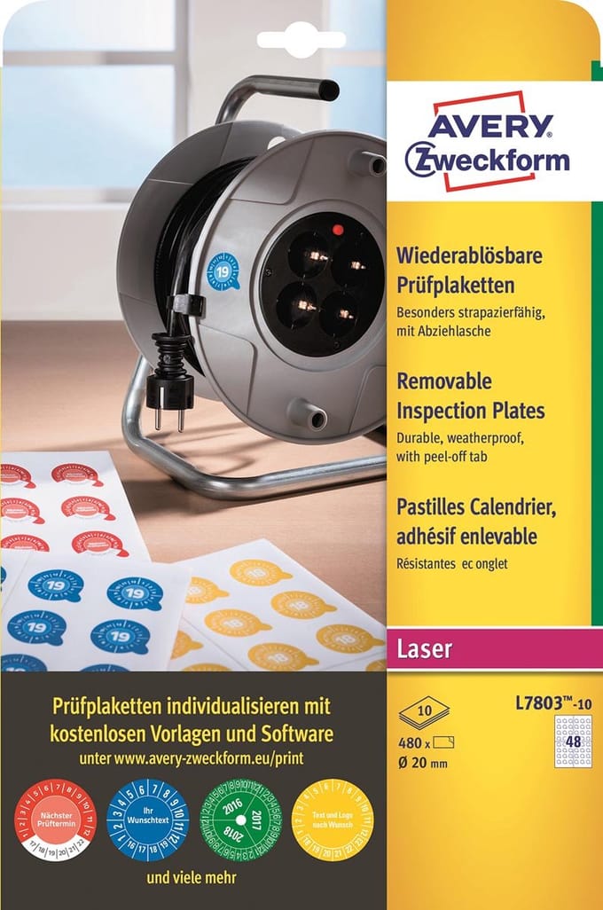 Avery Keuringszegels Zweckform 20 Mm Polyester 480 Stuks