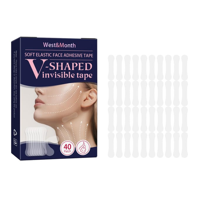 West&Month 40 Patch Zachte elastische gezichtsplakband V-vormige onzichtbare tape Lifting Verstevigend 40 Patch beige