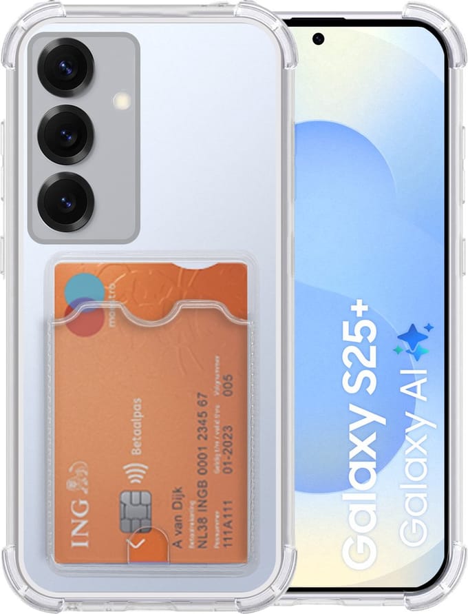 Hoesje Geschikt Voor Samsung Galaxy S25 Plus - met pashouder - Shockproof case - Arara backcover - transparant