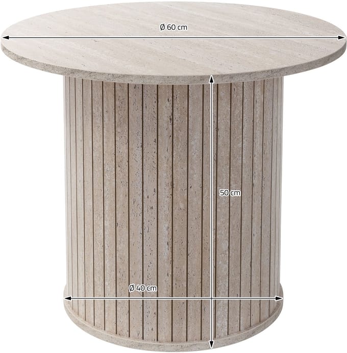 ML-Design salontafel rond steenlook beige Ø60x40 cm woonkamer bijzettafel modern klassiek design houten koffietafel compact rond tafeltje voor thee koffie snacks stijlvolle woondecoratie decoratieve grijze tafel industrieel woonkamermeubel