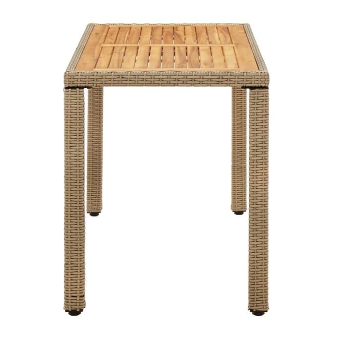 vidaXL - Tuintafel - 123x60x74 - cm - poly - rattan - en - massief - acaciahout - beige