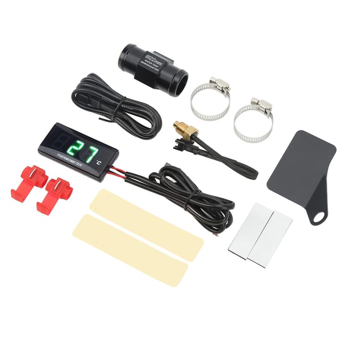 Motorfiets Digitale Watertemperatuurmeter Ultradun DC 12V LCD Met 22mm Sensoradapter voor De Meeste Motorfietsen Green groen