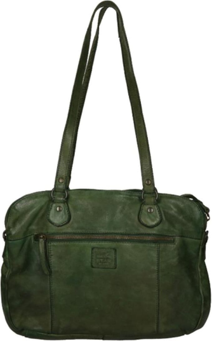 Bear Design Medium Schoudertas / Crossbody Tas Dames - Leer - Cow Lavato - Groen