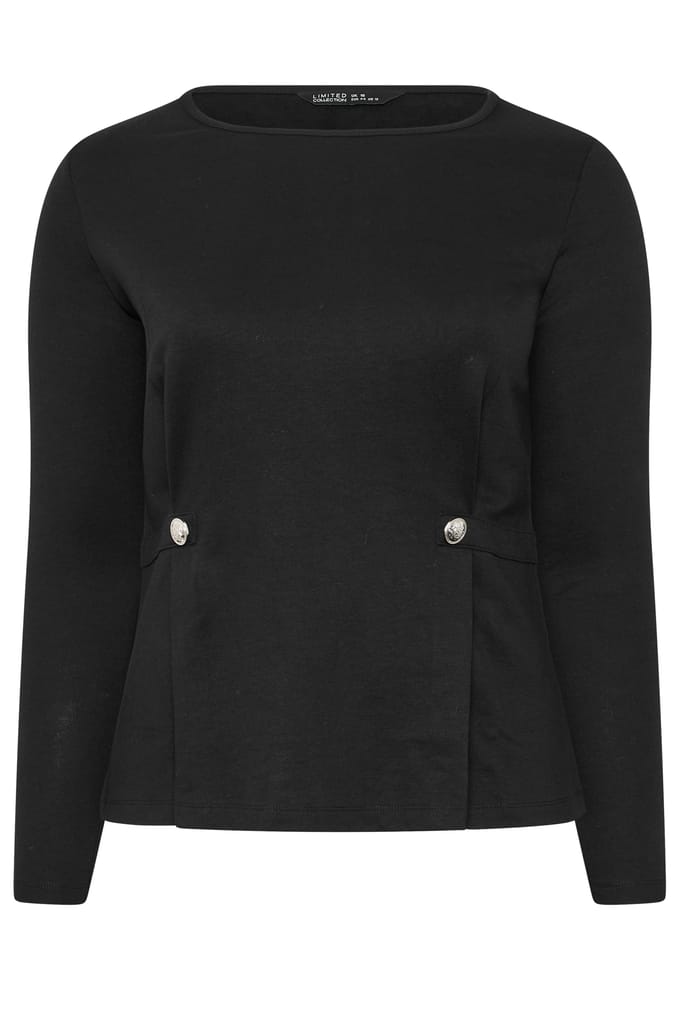 Limited Collection Zwarte Top Met Knoopdetails In De Taille Size 48