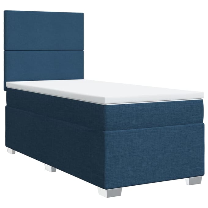 vidaXL - Boxspring - met - matras - stof - blauw - 80x200 - cm