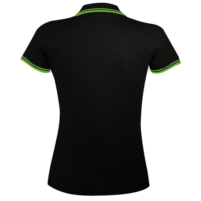 SOLS Dames/dames Pasadena getipt korte mouw Pique Polo Shirt (Zwart/Kalk)