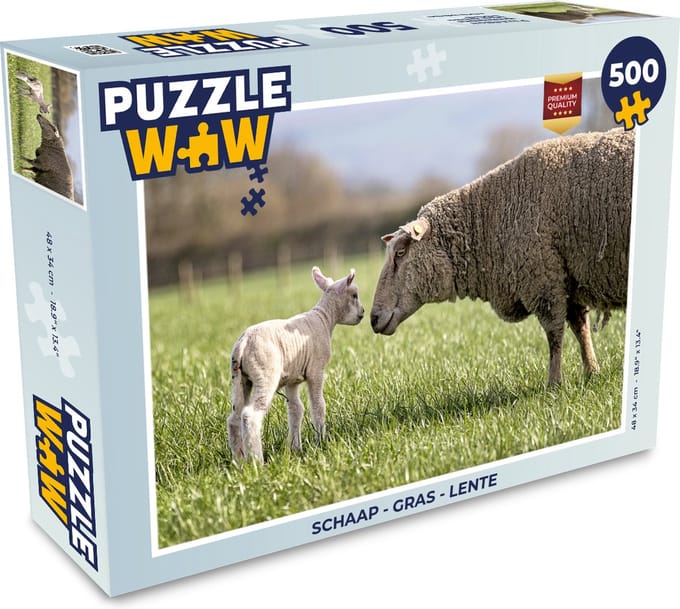 Puzzel Schaap - Gras - Lente - Legpuzzel - Puzzel 500 stukjes