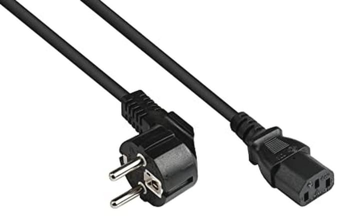 Kabel Netsnoer 0,75 m met Geaarde Stekker Type E+F en C13 Aansluiting - Zwart