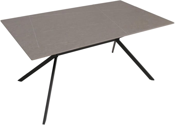 Eettafel MCW-O58, eettafel van gesinterd metaal, marmerlook 160 cm ~ grijs