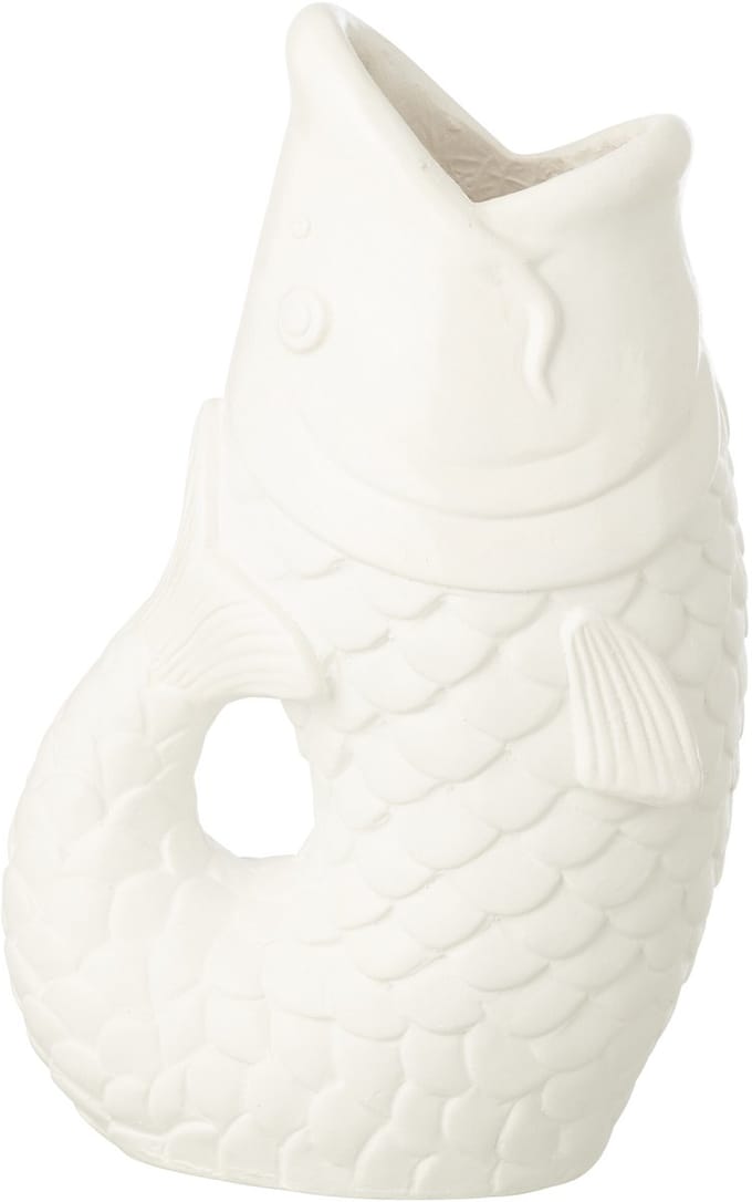 J-Line bloempot Vis - polyresin - wit - small