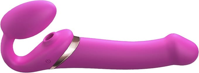 Strap-On-Me - Strapless Strap-on Vibrator Met Luchtdruk Stimulatie - Roze - Maat L