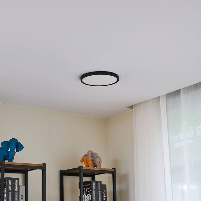 Lindby LED plafondlamp Pravin, Ø 23 cm, 3.000 K, zwart