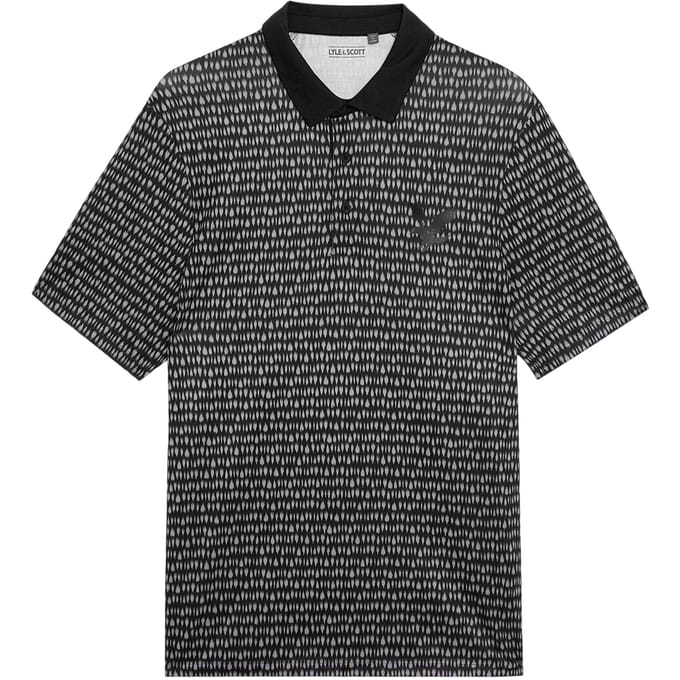 Lyle & Scott Golfpoloshirt met patroon voor heren (Jet Zwart)