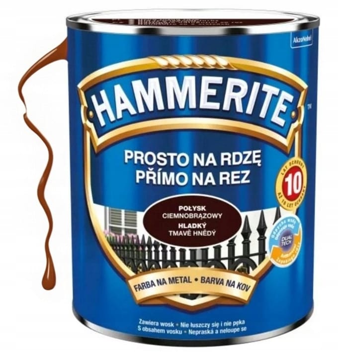 Hammerite - Prosto Na Rdzę Serie - Metaalverf - Bruin - Hoogglans - 0,7l