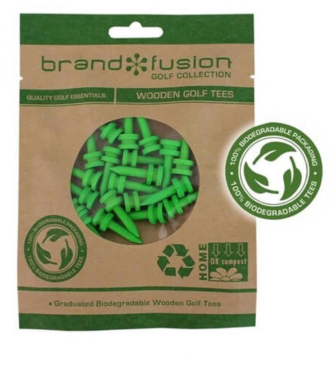 Brand Fusion Biodegradable Wooden Golf Tees 27mm 20 pack
