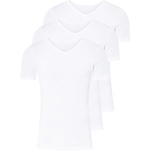 LIVERGY Herensinglets fijn rib, 3-pack (V-hals, wit, S)