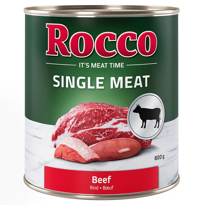 Rocco Single Meat 6 x 800 g Hondenvoer - Rund